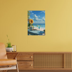 Tropical Sunflower Beach Wall Art Ocean Print"