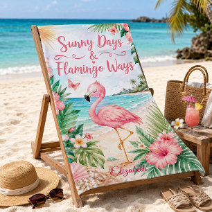 Tropical Sunny Days & Flamingo Ways Beach Towel