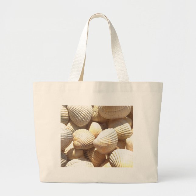 Tropical Sunny Exotic Sea Shells Large Tote Bag (Front)