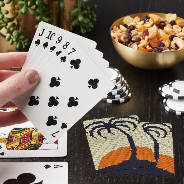 Tropical Sunrise Crochet Print Classic Playing Cards (In Situ)