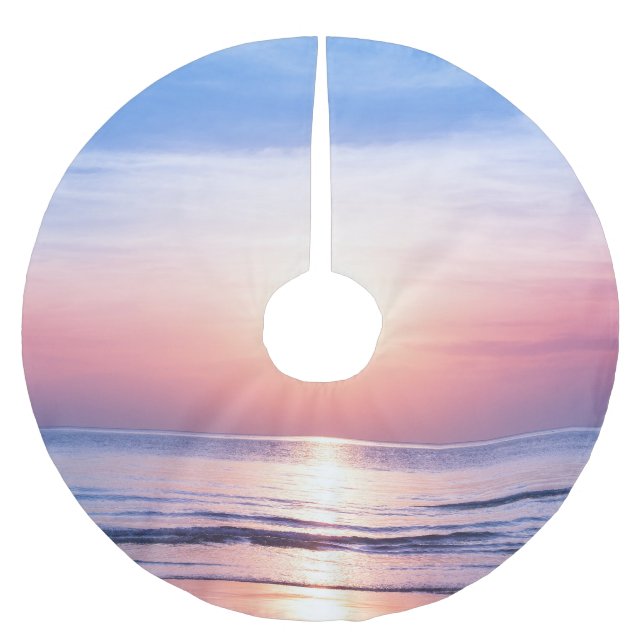Tropical Sunrise: Sea, Sky, Serenity Brushed Polyester Tree Skirt (Front)