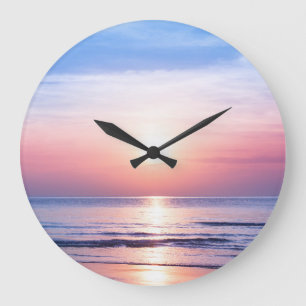 Tropical Sunrise: Sea, Sky, Serenity Large Clock