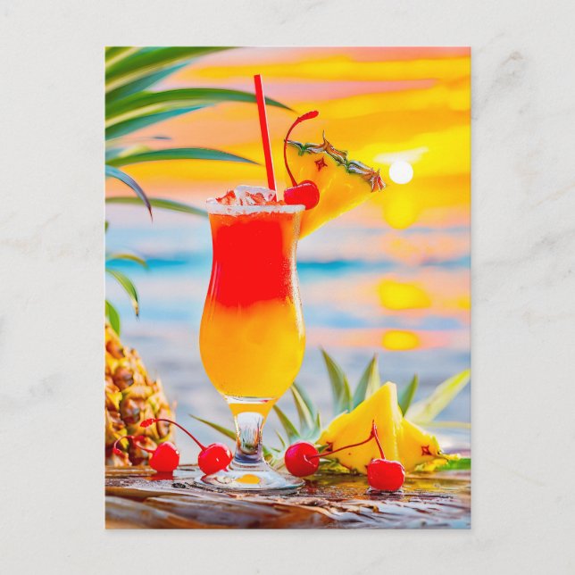 Tropical Sunrise – Sunset Cocktail Holiday Postcard (Front)