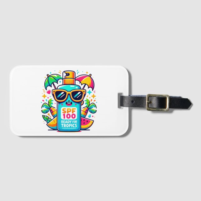 Tropical Sunscreen Fun  Luggage Tag (Front Horizontal)