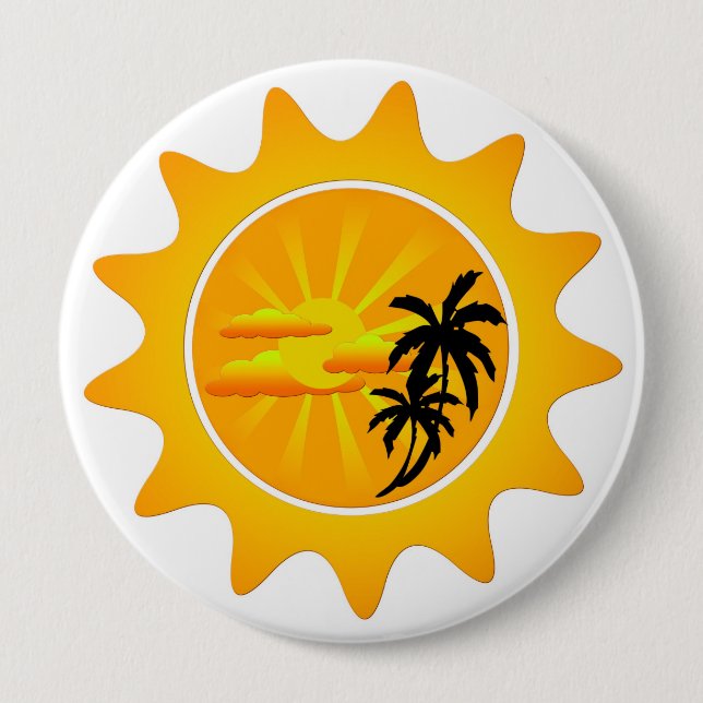 Tropical sunset 10 cm round badge (Front)