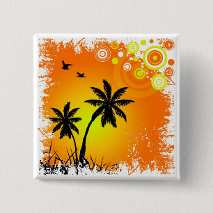 Tropical sunset 15 cm square badge