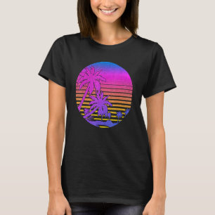 Tropical Sunset 80s Aesthetic Retro 90s Art Palms T-Shirt