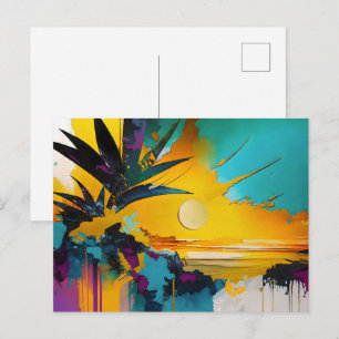 Tropical Sunset – Abstract Coastal Art Postcard