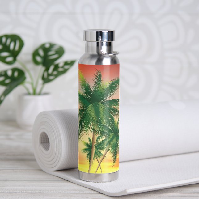 Tropical Sunset and Palms  Water Bottle (Yoga)