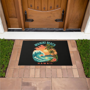 Tropical Sunset at Waikiki Beach Hawaii Doormat