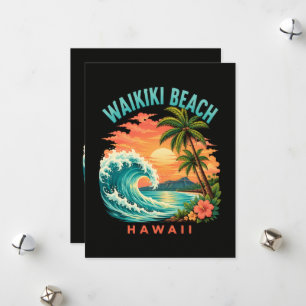Tropical Sunset at Waikiki Beach Hawaii Holiday Card