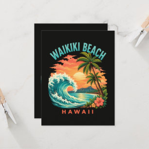 Tropical Sunset at Waikiki Beach Hawaii Invitation