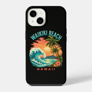 Tropical Sunset at Waikiki Beach Hawaii iPhone 14 Case