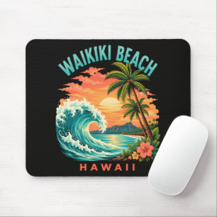 Tropical Sunset at Waikiki Beach Hawaii Mouse Pad