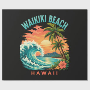 Tropical Sunset at Waikiki Beach Hawaii Wrapping Paper
