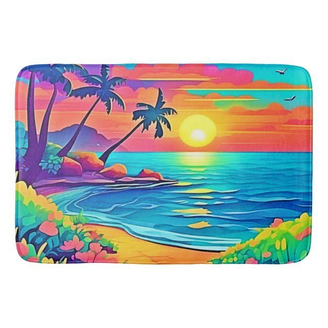 Tropical Sunset Beach Bath Mat (Front)