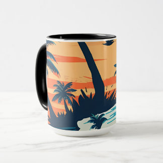 Tropical Sunset Beach Coffee Mug – Relaxing Palm