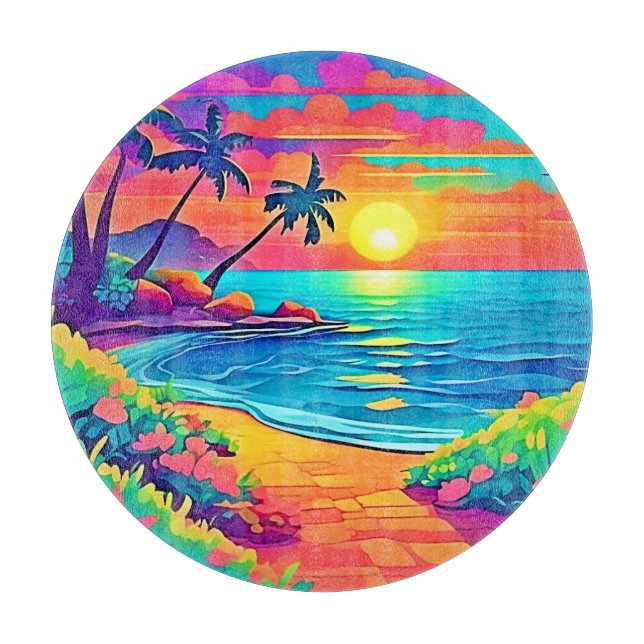 Tropical Sunset Beach Cutting Board (Front)