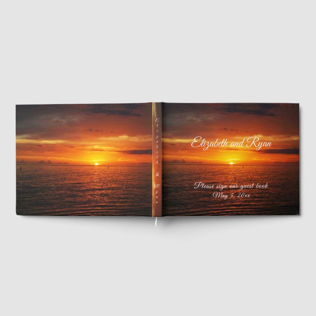 Tropical Sunset Beach Island Summer Wedding Guest Book (Full)