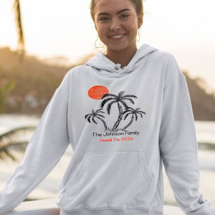 Tropical Sunset Beach Palm Tree Family Vacation Hoodie