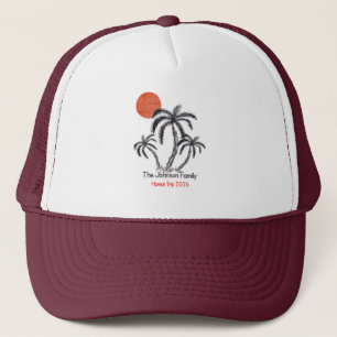 Tropical Sunset Beach Palm Tree Family Vacation Trucker Hat