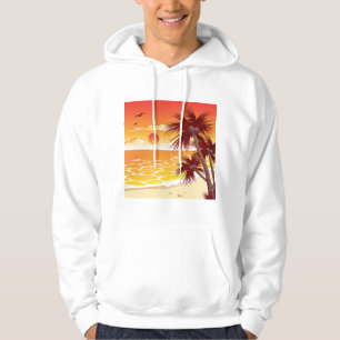 Tropical Sunset Beach Palm Tree Island Hoodie