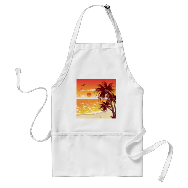 Tropical Sunset Beach Palm Tree Island Standard Apron (Front)