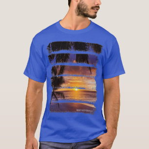 Tropical Sunset Beach Palm Trees Ocean Sand T-Shirt
