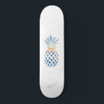 Tropical Sunset Beach Pineapple Custom Skateboard<br><div class="desc">A sunset beach and the horizon scene pineapple shape showing a calm ocean. TIP - Pair this with matching items like the bottle, and can coolers in this collection. Add your name or name of guest by clicking the "Personalise" button. You can also change the background colour to one of...</div>