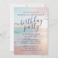Tropical Sunset Beach Pink Birthday Party