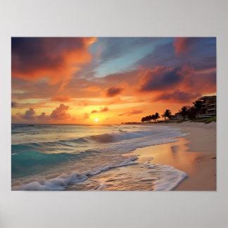 Tropical Sunset Beach Poster