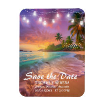 Tropical Sunset Beach QR Code Save The Date
