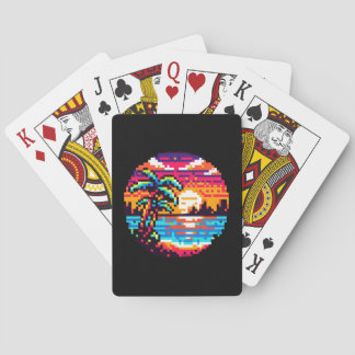 Tropical Sunset Beach Relaxing Pixel Art Paradise Playing Cards