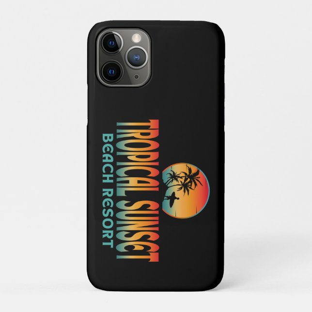 TROPICAL SUNSET BEACH RESORT SUMMER SURFING Case-Mate iPhone CASE (Back)