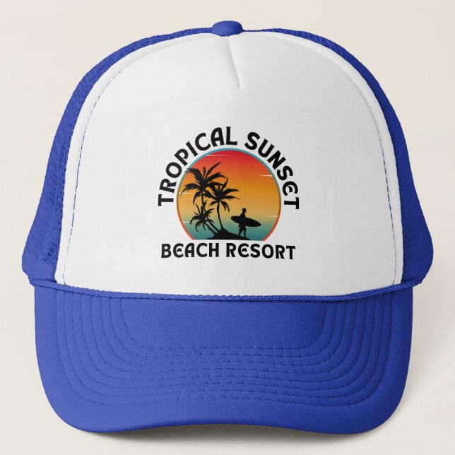 TROPICAL SUNSET BEACH RESORT TRUCKER HAT (Front)