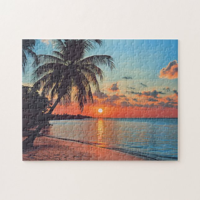 Tropical Sunset Beach Scene Jigsaw Puzzle (Horizontal)