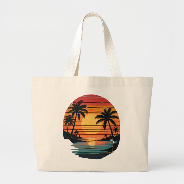 Tropical Sunset Beach Tote Bag (Front)