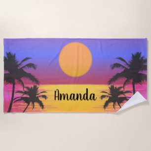 Tropical Sunset Beach Towel