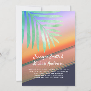 Tropical Sunset Beach Wedding Invites Budget