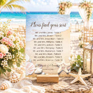 Tropical Sunset Beach Wedding Seating Chart Card