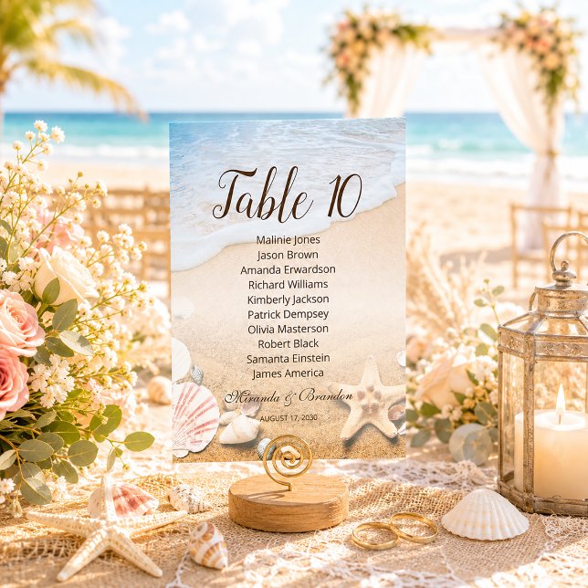 Tropical Sunset Beach Wedding Seating Chart Card (Creator Uploaded)