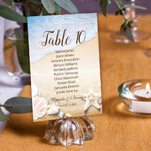 Tropical Sunset Beach Wedding Seating Chart Card