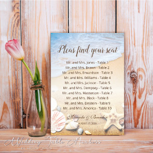 Tropical Sunset Beach Wedding Seating Chart Card