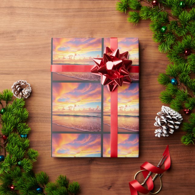 Tropical Sunset Beach Wrapping Paper (Holiday Gift)