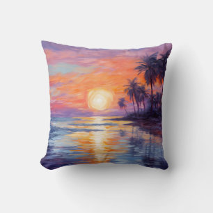 Tropical Sunset Beauty - Impressionist fine Art Cushion