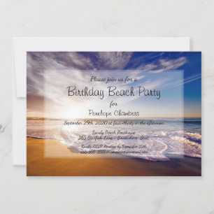 Tropical Sunset Birthday Beach Party Invitation