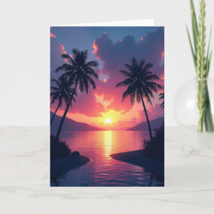 Tropical Sunset Birthday Card