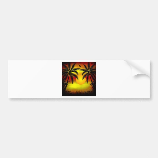 Tropical Sunset Bumper Sticker (Front)