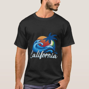 Tropical Sunset Cali Beach Waves Surfing Usa Calif T-Shirt