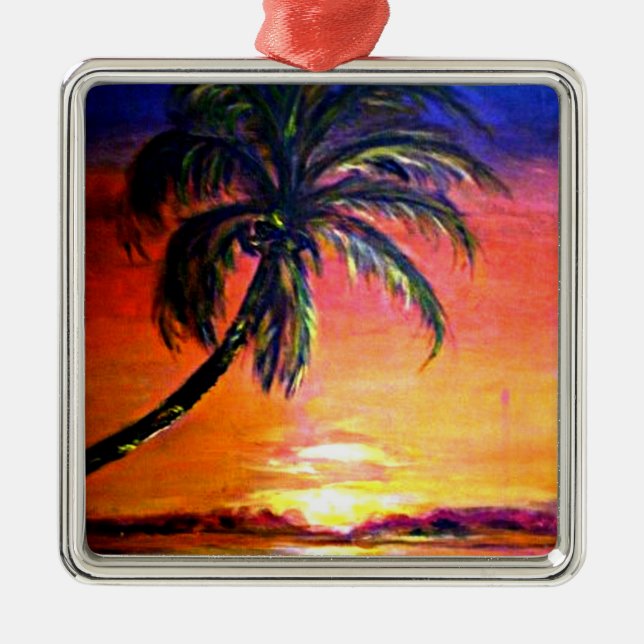 Tropical sunset, Cape Coral, Florida Metal Ornament (Front)